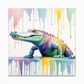 Alligator Painting watercolor dripping Canvas Print