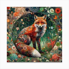 Fox in the Style of Collage-inspired Canvas Print