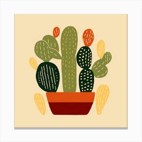 Rizwanakhan Simple Abstract Cactus Non Uniform Shapes Petrol 33 Canvas Print