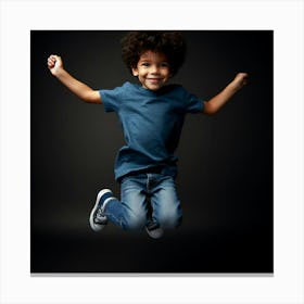 Afro-American Boy Jumping Canvas Print