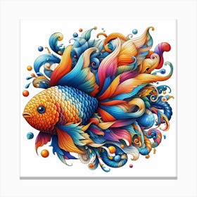 Something Fishy 4/4 (colourful rainbow sea river wall art decoration) Canvas Print