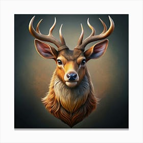 Head Of A Deer With Antlers 1 Canvas Print