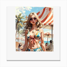 Sexy Girl In Bikini Canvas Print
