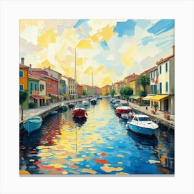 Sunset On The Canal Canvas Print