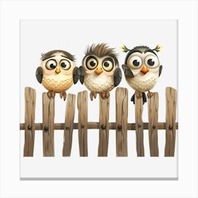 Owls On A Fence Canvas Print