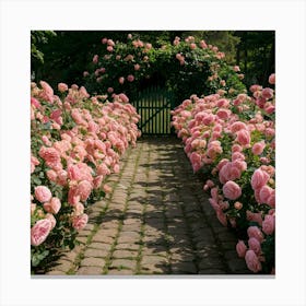 Pink Roses In A Garden Canvas Print