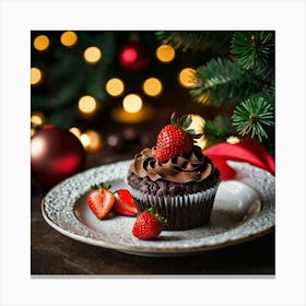 Leonardo Kino Xl Christmas Dessert With Chocolate And Strawber 1 Canvas Print