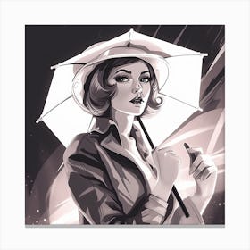 Girl With Umbrella Canvas Print