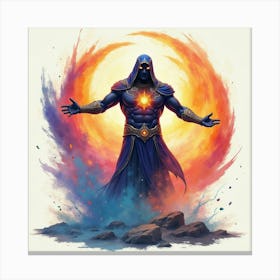 Titan Surrounded By Watercolor Magical Runes, Bright And Bold 1 Canvas Print