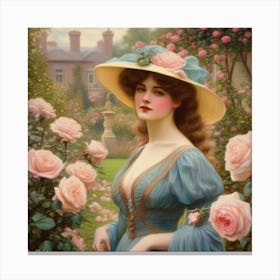 Admiring The Roses Canvas Print