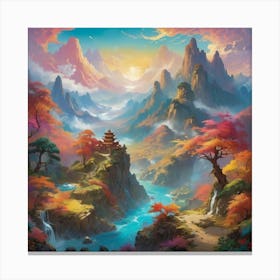 Asian Landscape art print paintings 3 Canvas Print