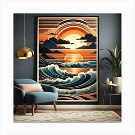 Sunset Ocean Waves Canvas Print