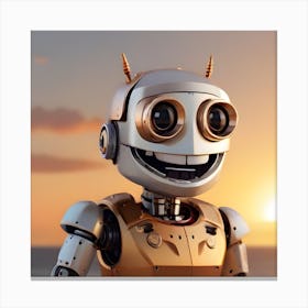 Robot At Sunset Canvas Print