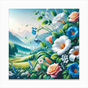 Flowers In The Mountains Canvas Print