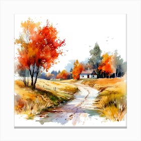 Watercolor Of Autumn Trees 2 Canvas Print