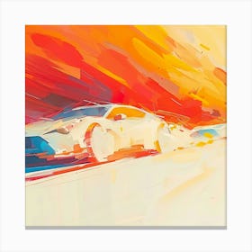 Racing Cars In The Sunset Canvas Print