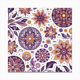 Batik, Purple Floral Pattern Canvas Print