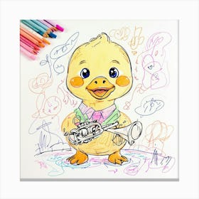 Duck With A Trumpet 1 Canvas Print