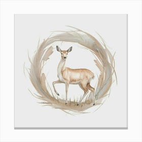 Deer In A Circle Canvas Print