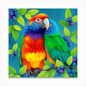 Two Parrots Kissing Canvas Print