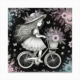 Little Girl On A Bike Canvas Print