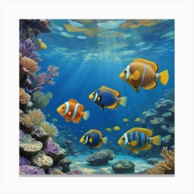 Oceanic Wonders: A Living Canvas Clown Fishes Canvas Print