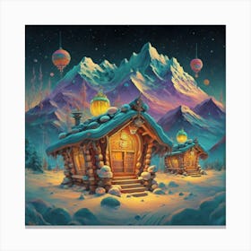 Mountain village snow wooden 6 27 Canvas Print