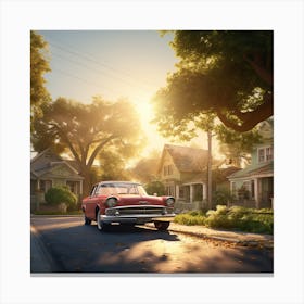 Classic Car On A Street Canvas Print