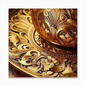 Gold Cup And Saucer 1 Canvas Print