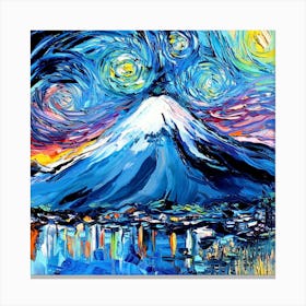 Starry Night Over Mount Fuji Art Starry Night Van Gogh Canvas Print