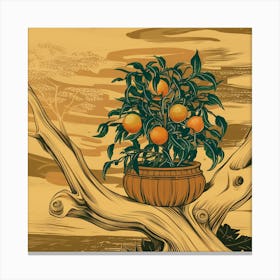 Orange Tree On A Branch Canvas Print