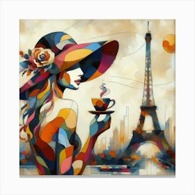 Abstract Art French woman in Paris 6 Canvas Print