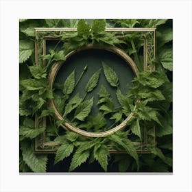 Frame With Green Leaves 8 Canvas Print