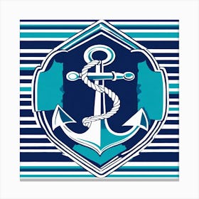 Anchor On Striped Background Canvas Print