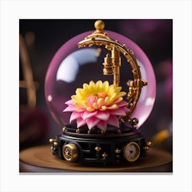 Lotus Flower In A Snow Globe Canvas Print