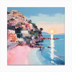 Moonlit Melodies: Abstract Pink Positano Serenity Canvas Print