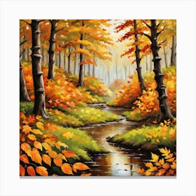 Forest In Autumn In Minimalist Style Square Composition 278 Canvas Print