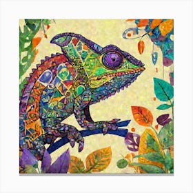 A Stunning Minimalist Abstract Art Featuring A Vibrant Chameleon Elegantly Adorned With An Array Of 668911348 (3) Canvas Print