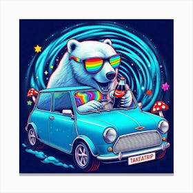 Polar Bear In A Car 1 Canvas Print