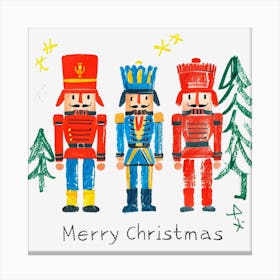 Cheerful Crayon Toy Soldiers With Merry Christmas Message (1) Canvas Print