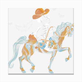 Skeleton Cowboy Riding Horse Halloween Rider Costume Canvas Print