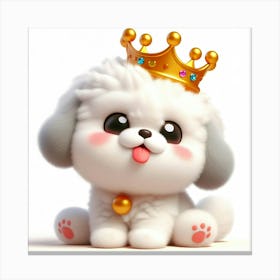 Cute Dog With A Crown 1 Canvas Print