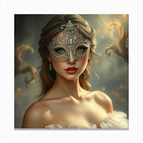 Beautiful Woman In A Mask Canvas Print