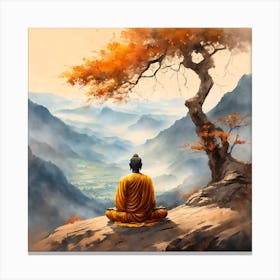Buddha Painting Landscape (14) Canvas Print