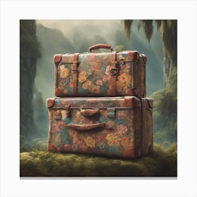 Two Suitcases In The Forest Luggage Gone Wild ( Bohemian Design ) Canvas Print