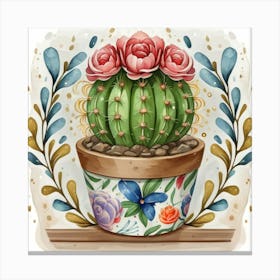 Mexican Cactus In A Pot Canvas Print
