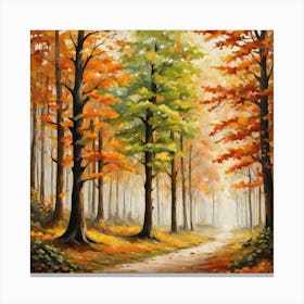 Forest In Autumn In Minimalist Style Square Composition 207 Canvas Print