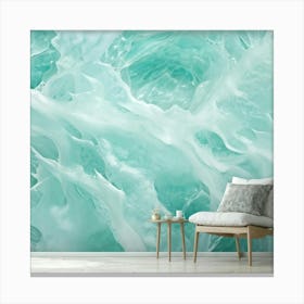 Abstract Nature Inspired Wallpaper Featuring A Turquoise Pattern With Splashes And Ripples Projecte (2) Canvas Print