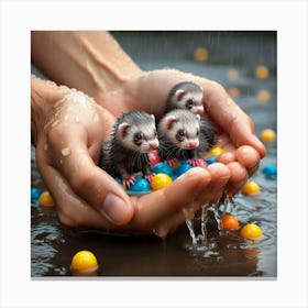 Ferrets In Water Canvas Print
