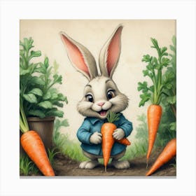 Bunny With Carrots 2 Canvas Print